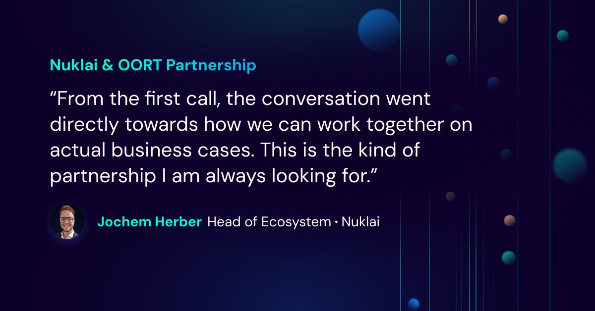 Nuklai will integrate OORT services that include links with trusted companies such as @Lenovo and @TencentGlobal.

@Jochem_In_Space, Head of Ecosystem at Nuklai says 👇