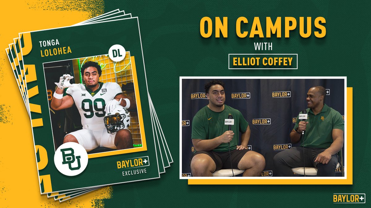 🏈 Get to know defensive line transfer @putptonga in today's edition of On Campus with Elliot Coffey! 🎥 Streaming tonight at 7pm on Baylor+ @BUFootball | #SicEm