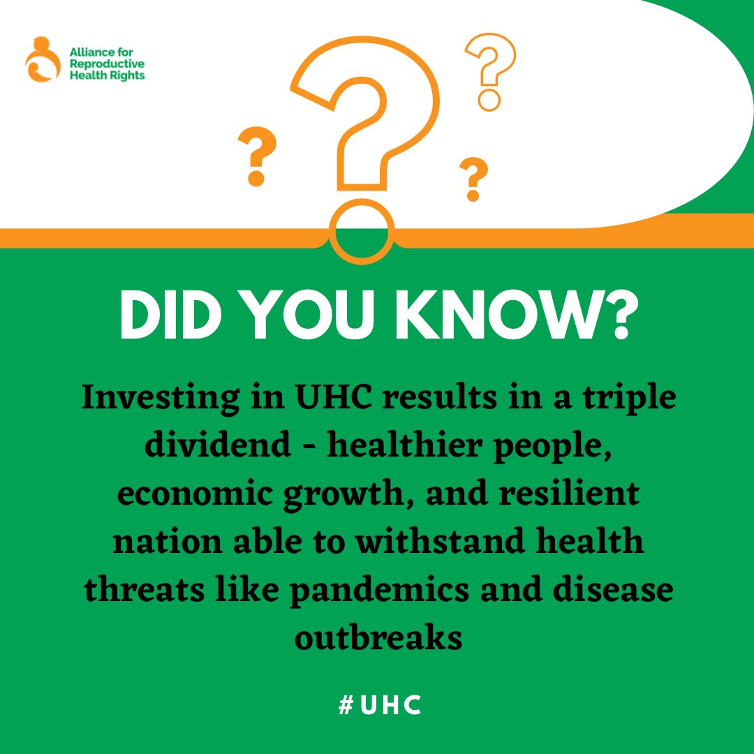 Investing in #UHC results in a triple dividend - ▶️ healthier people, ▶️ economic growth, and ▶️ resilient nation able to withstand health threats like pandemics and disease outbreaks #UHC #MyHealthMyRight