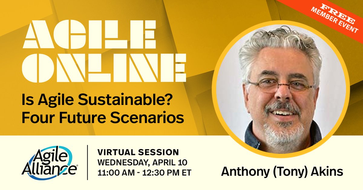Will we see you at the Future of @AgileAlliance Workshop TOMORROW? Join us at 9:00 AM EST for an enlightening discussion on the future of Agile with Anthony (Tony) Akins: agilealliance.org/event/is-agile… #AgileOps #ValueStreamManagement #Agile