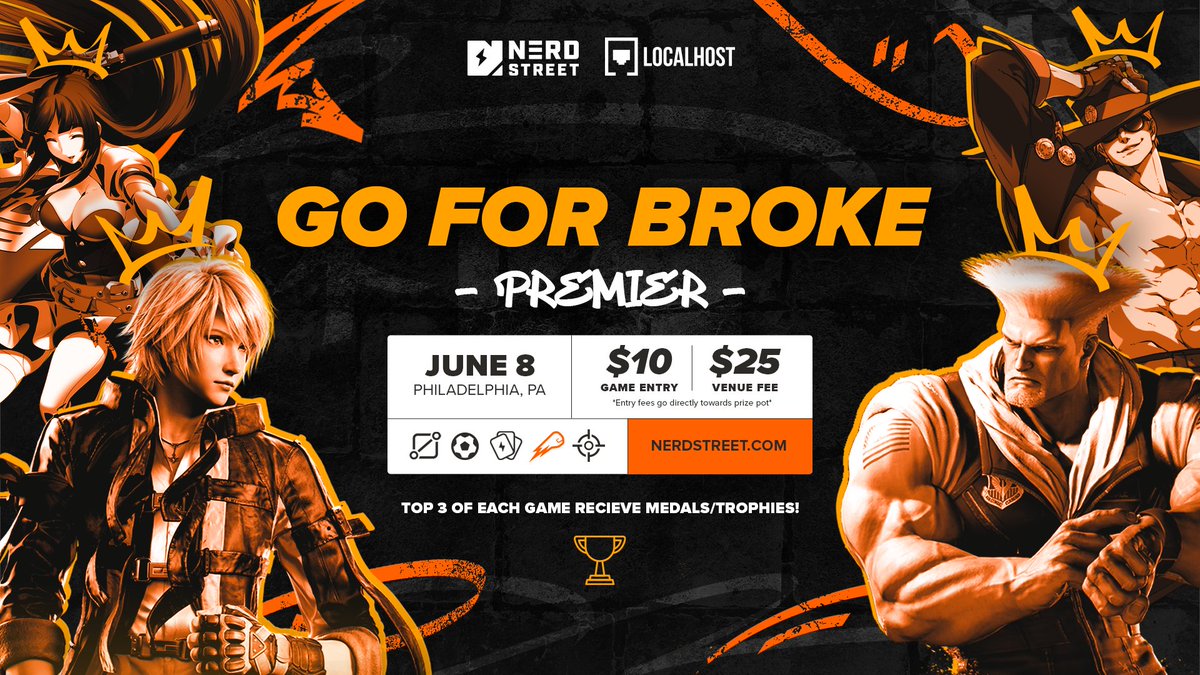 As mentioned early this week. June 8th @LocalhostPhilly we will be running our next Premier Go For Broke event. You will be able to start signing up now. More info coming soon register -> start.gg/PremierGFBLHP24