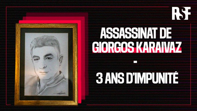 #Grèce : 3 ans après l'assassinat du journaliste #GiorgosKaraivaz, RSF dénonce l'absence de progrès significatif de l'enquête. Nous appelons les autorités à traduire tous les responsables dont le commanditaire en justice, conformément aux promesses du PM. rsf.org/fr/gr%C3%A8ce-…