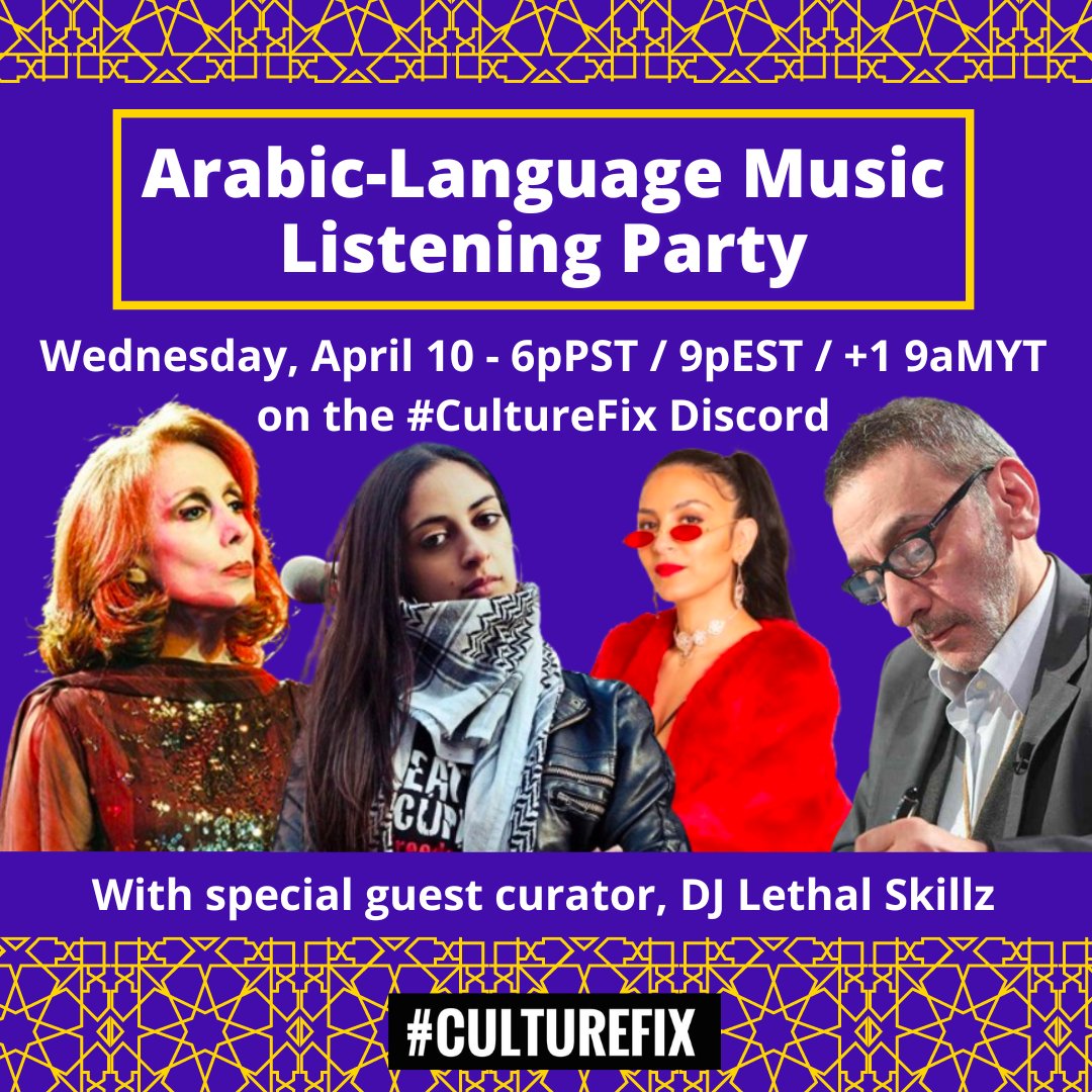 A partial list of some of the music @djlethalskillz will be playing this week! Join us 🕺🏽💃🏽 @Lowkey0nline - Palestine will never die Bu Nasser Touffar - Safari @TheNarcicyst ft Shadia Mansour - Hamdulillah @Offendum - God Is Love Fairuz - Kifak Inta