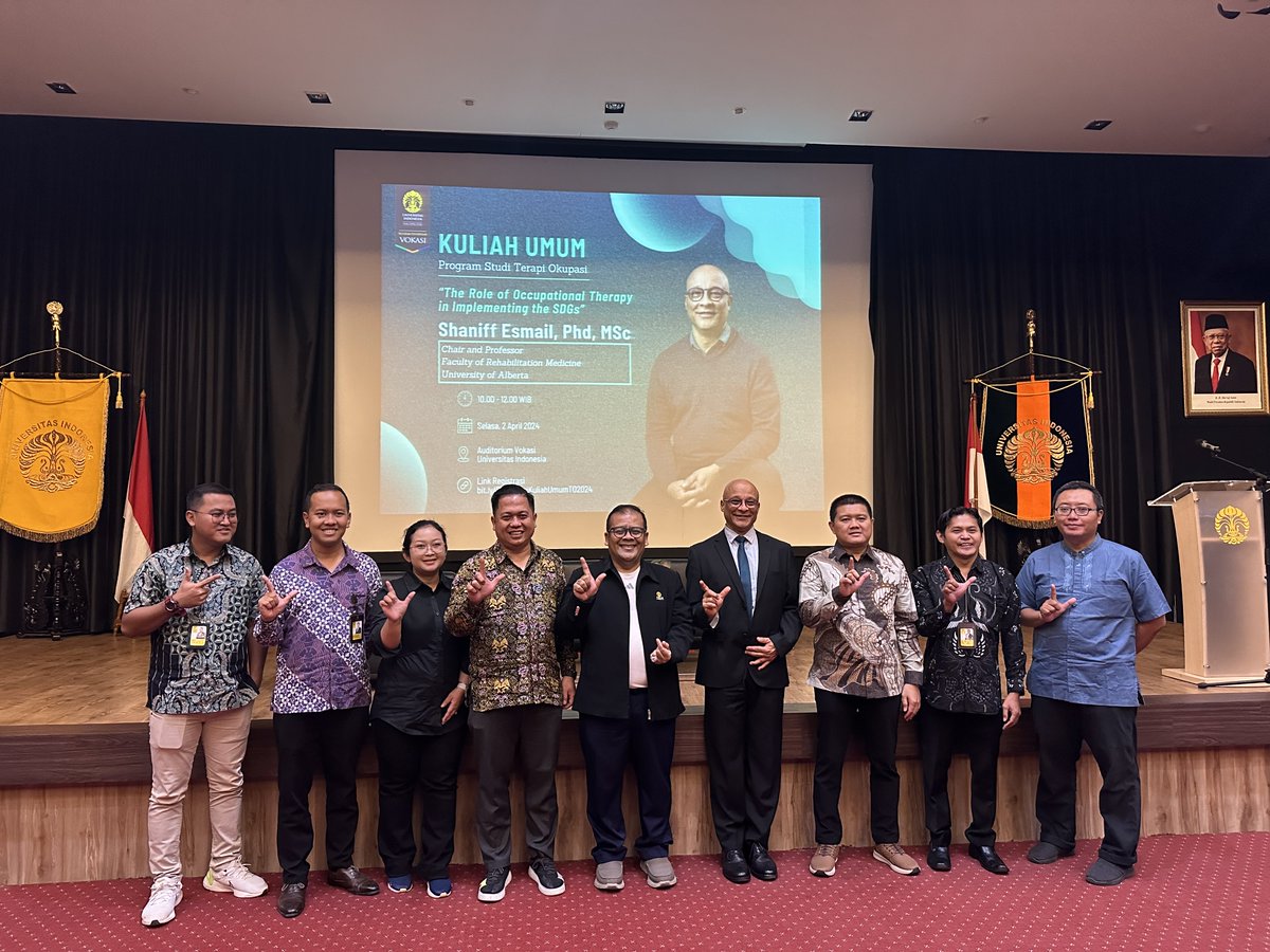 Dr. Shaniff Esmail, Dept of Occupational Therapy, provided a public presentation of 'The role of Occupational Therapy in implementing the sustainable development goals' at @univ_indonesia to students and staff, healthcare professionals, and government officials.