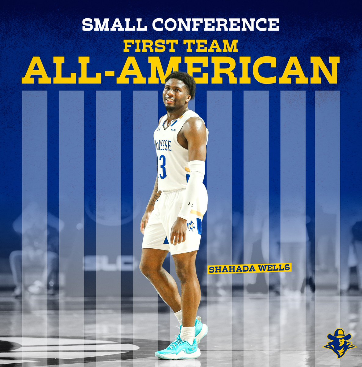 Wells has been named Major Madness Small Conference First Team All-American🇺🇸 #BayouBandits | #GeauxPokes