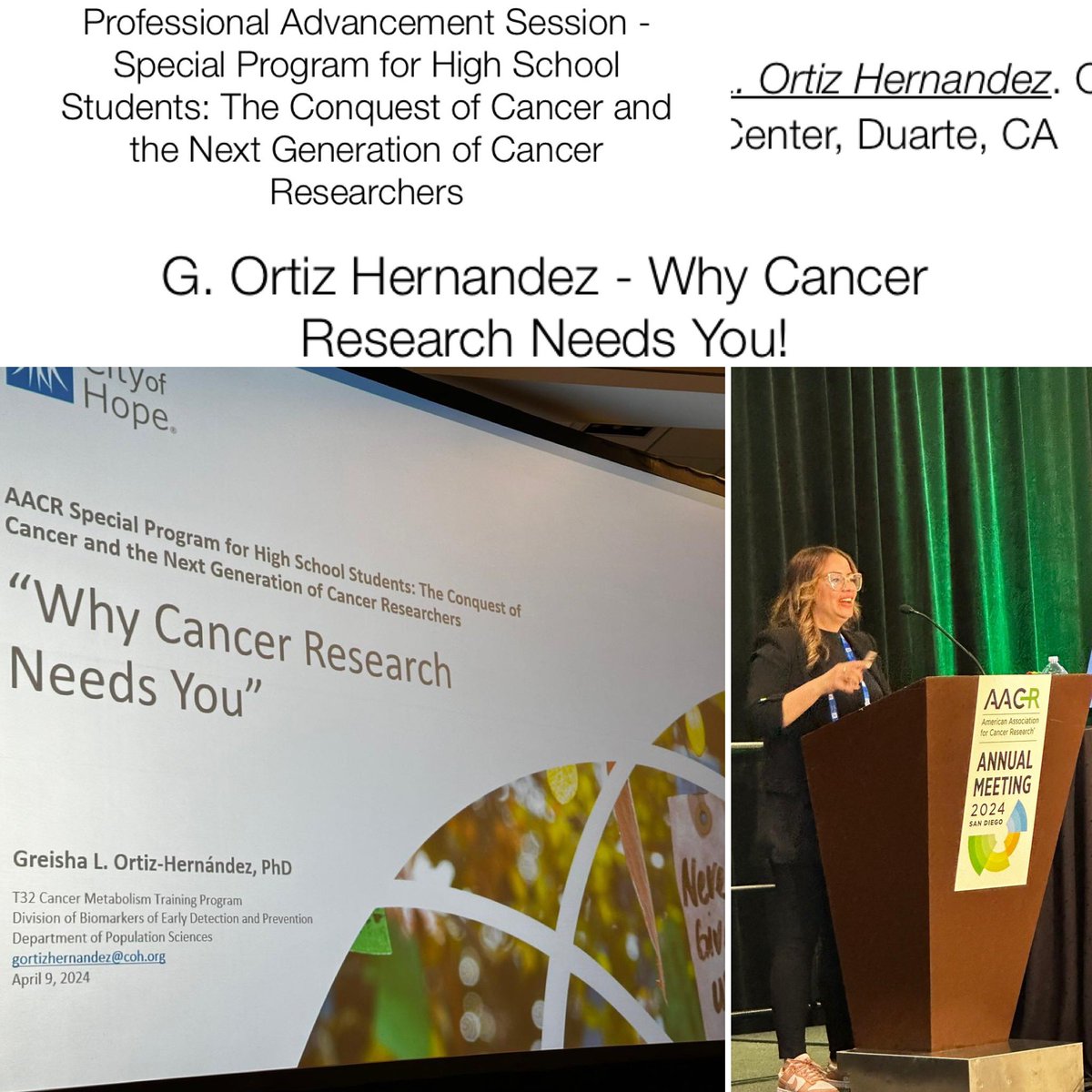 #AACRAMC member @greisha_ortiz just spoke about why #CancerResearch needs YOU!!! At the AACR High School program happening now!! #AACR24 @AACR #investinginourfuture