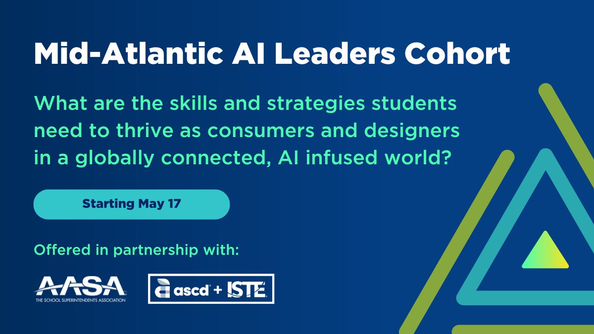 AI tech is exploding in K-12 education. Develop a shared understanding of AI, particularly generative artificial intelligence and its impact on workforce trends with our Mid-Atlantic AI Leaders Cohort! Sign up: aasa.org/professional-l…