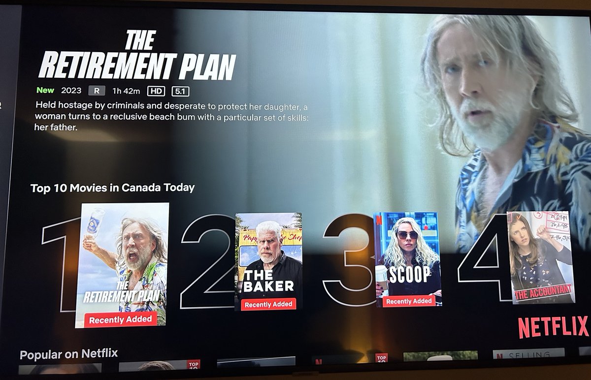 Wow! What an honour to have two of the films we serviced, The Retirement Plan &amp; The Baker, to be #1 and #2 on Netflix's Top 10 Movies in Canada! <a href="/netflix/">Netflix</a> <a href="/Netflix_CA/">Netflix Canada</a> 

#theretirementplan #thebaker #postproduction #PostCity #picture #sound #netflix