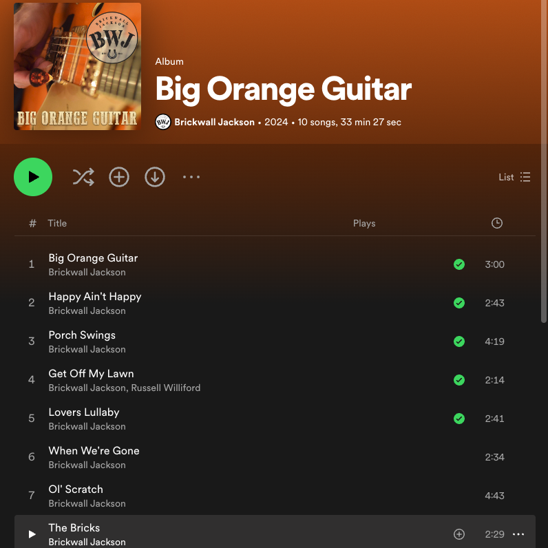Big Orange Guitar day by day, song by song. Day 8 featured song: The Bricks
Spotify: ow.ly/rQHJ50R5mlq
Apple Music: ow.ly/EbXG50R5mlu
Amazon Music: ow.ly/v8YZ50R5mlt
#AmericanaMusic #AlbumRelease