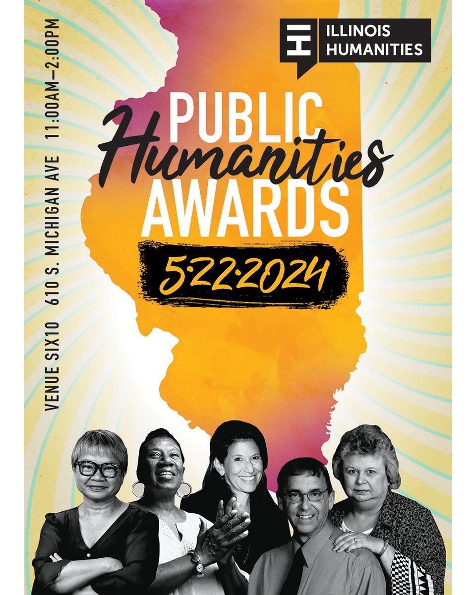 Join us May 22nd to celebrate five trailblazing individuals who've made a huge impact on Illinois at the Public Humanities Awards! Your sponsorship or ticket purchase helps to fund our free public humanities programs and grants all across Illinois. 🎟️ ilhumanities.org/PHA