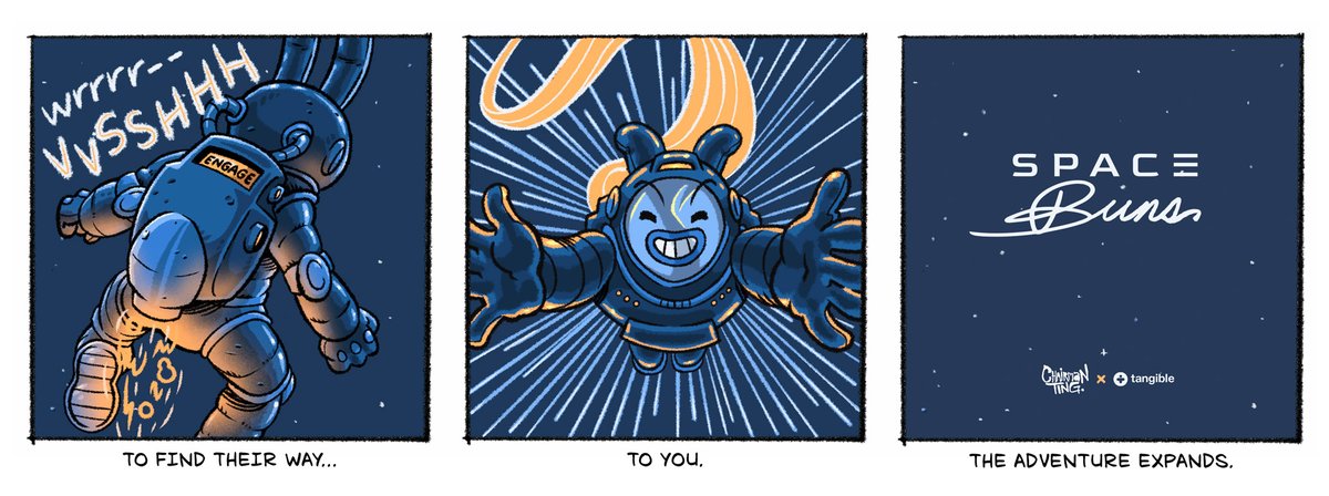Billion Buns 🐰 (@billionbuns) on Twitter photo Afternoon Bunions, here is the last frames of our SPACEBUNS comic adventure.
Thank you for following along and hope you had an amazing space adventure with us! Art by @Serajiart Created by <a href="/Chairman_Ting/">Chairman Ting</a>
#Comic #Billionbuns #SpaceBuns #illustration #Web3 #Art Afternoon Bunions, here is the last frames of our SPACEBUNS comic adventure.
Thank you for following along and hope you had an amazing space adventure with us! Art by @Serajiart Created by <a href="/Chairman_Ting/">Chairman Ting</a>
#Comic #Billionbuns #SpaceBuns #illustration #Web3 #Art