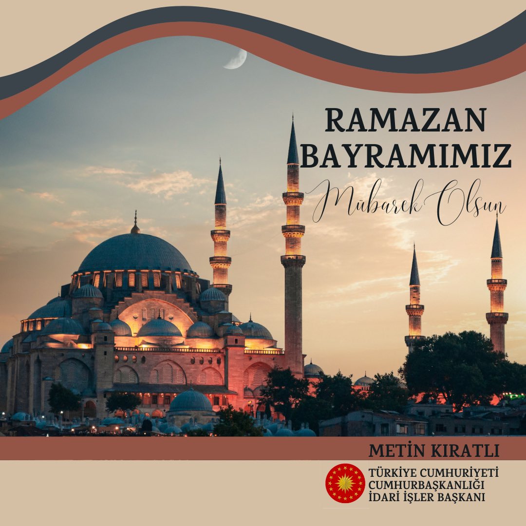 Maneviyat ikliminin yeşerdiği #RamazanBayramı’na bizleri eriştiren Rabbimize hamd-ü senâlar olsun. Bu bayramın; tüm dünyada zulümlerin son bulduğu, dargınların barıştığı, sevgi ve hoşgörünün hüküm sürdüğü bir atmosfere vesile olmasını temenni ediyorum. Bayramımız mübarek olsun.