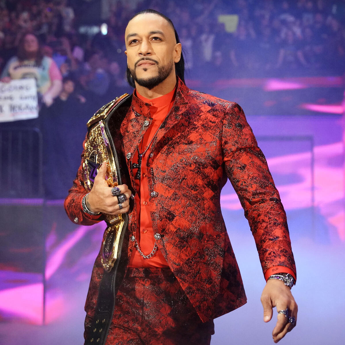 WEDNESDAY at 1 p.m. ET: The NEW World Heavyweight Champion @ArcherOfInfamy joins us IN-STUDIO on #WWETheBump to talk about his incredible #WrestleMania title win and so much more! Got questions for Damian Priest?! Drop 'em below!