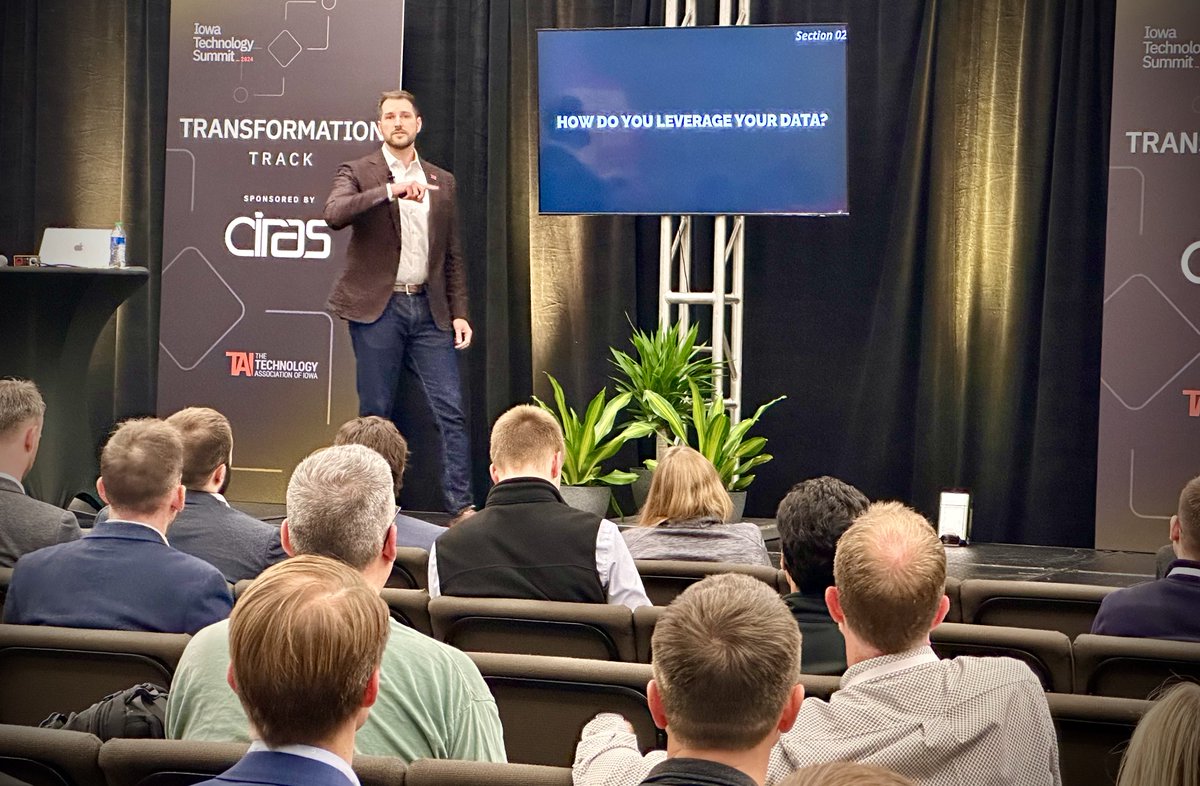 Afternoon sessions wrapped up with an intriguing case study exploration led by ‘23 ITLI cohort member David Ziemann. Thank you, David, for sharing @GlobalVetLink's success stories in strategic automation. Transformation Track presented by @CIRAS_ISU #IowaTechnologySummit2024