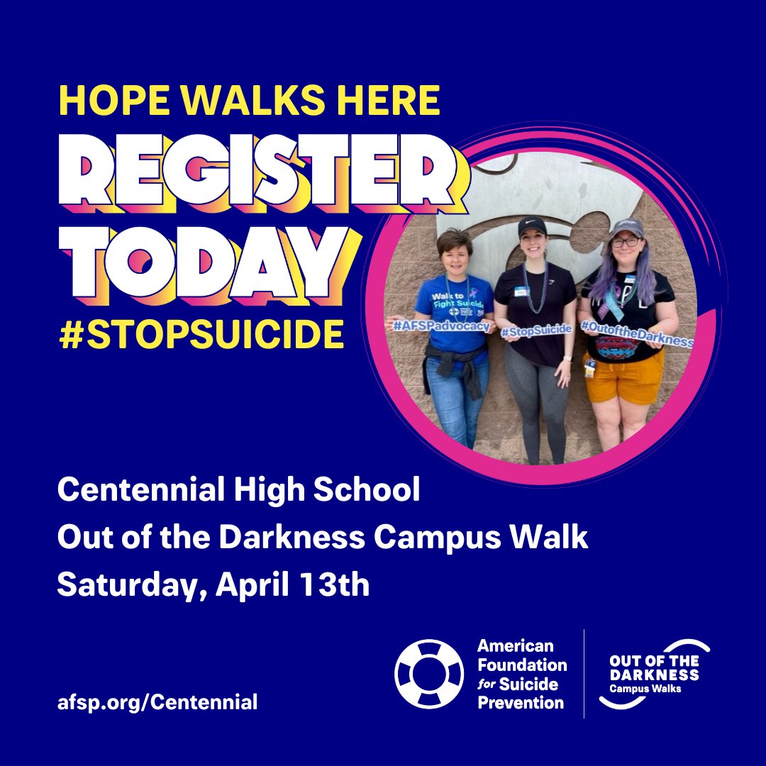 Join us in Franklin this Saturday for our Centennial High School Campus Walk! Any students, educators, families, and community members from @WCSedu / @starsnash are encouraged to attend! Pre-register at afsp.org/Centennial