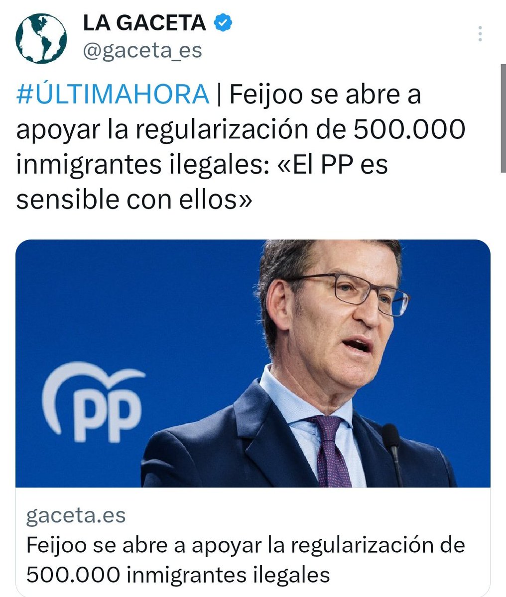 ... Bombazo... El PP se abre a regularizar a 500.000 inmigrantes ilegales... Cuando digo que el problema de España es el PP y no el PSOE, me tachais de radical...