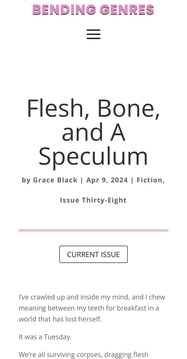 Have a a flash piece in here. bendinggenres.com/flesh-bone-and… nice to be published again after a several year hiatus. 🖤 @BendingGenres