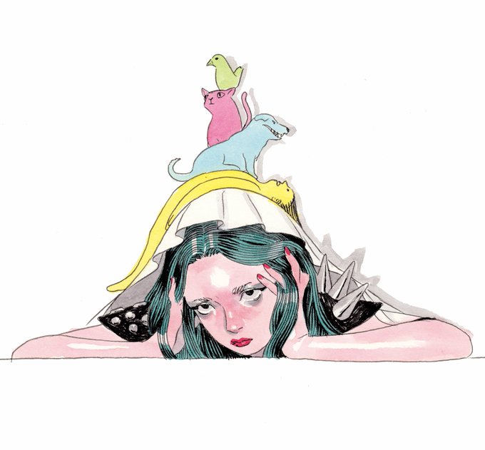 「cat on head long hair」 illustration images(Latest)