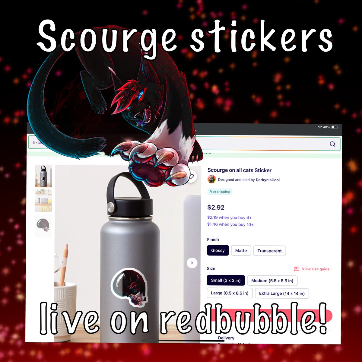 Scourge stickers up on redbubble!!

Please consider supporting me, every sale, retweet, like, etc are all heavily appreciated 

I haven't gotten the chance to get the acrylic keychains yet but hopefully this funds them!

🔗 Below Incase this app is hides this