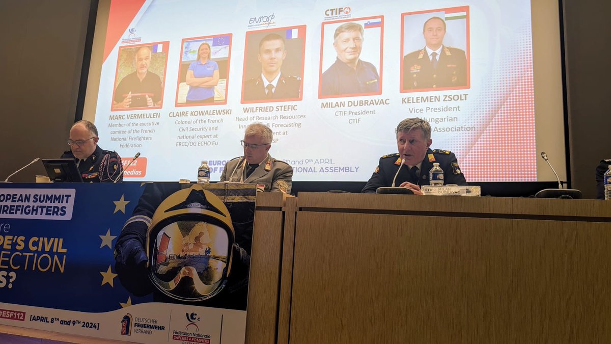 CTIF president Milan Dubravac speaks at the European Summit of Firefighters 112, April 8-9, 2024 The 'European Summit of Firefighters 112' is jointly organized by the French and German Firefighters' Federations (FNSPF and DFV). #ESF112