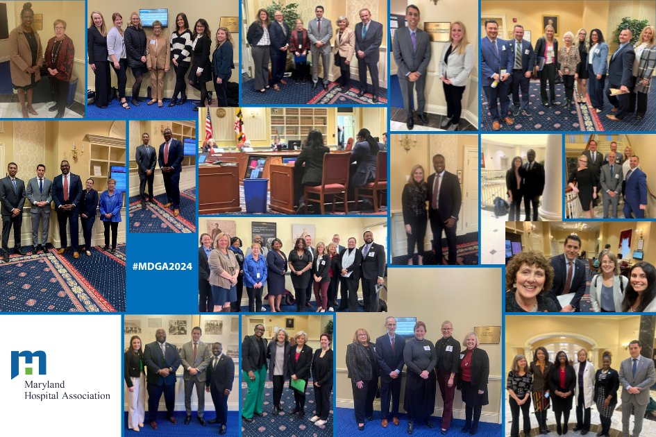 Our advocacy is strengthened by the voice of our members! Thank you to the many hospital employees who supported the field's advocacy priorities in Annapolis during #MDGA24! #MDGA2024