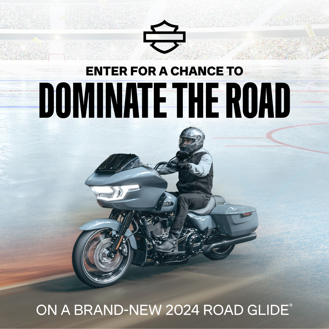 From the rink to the highway, get your heart racing when you enter for your chance to win the @HarleyCanada 2024 Road Glide® giveaway. Enter now at : bit.ly/49ZiCI5

#CHLxHarleyDavidson