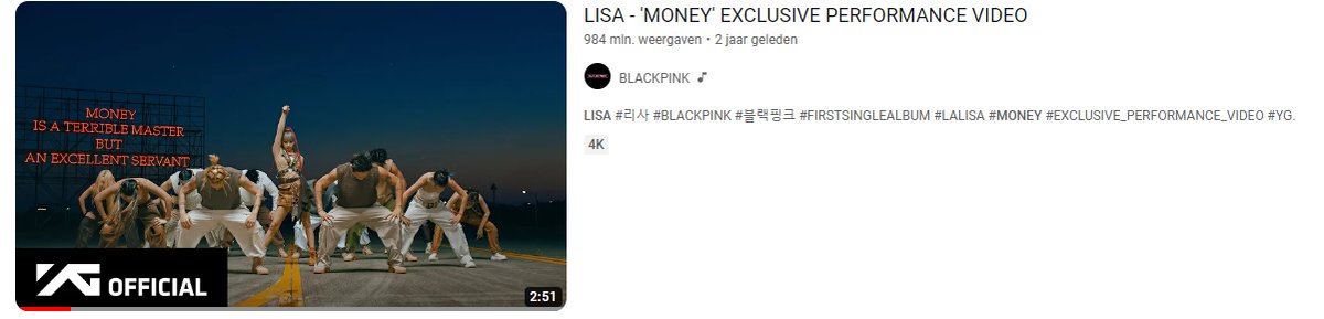 LALISA_EU's tweet photo. #MONEY by #LISA has surpassed 984.000.000 views! 🏆
#리사 #LALISA #FIRSTSINGLEALBUM https://t.co/kEkTxbmx0G