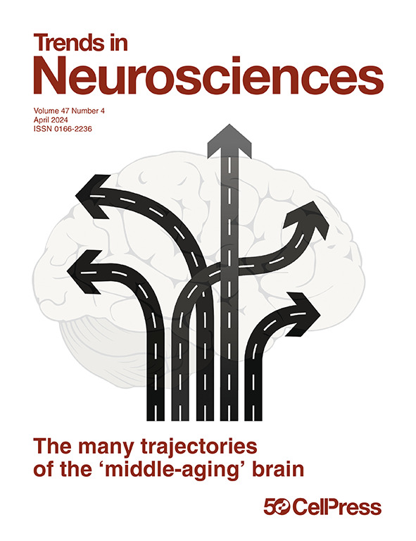 April 2024 issue of Trends in Neurosciences: cell.com/issue/S0166-22… Free featured articles & more: cell.com/trends/neurosc… On the cover: “The 'middle-aging' brain”, by S. Dohm-Hansen, J. English, A. Lavelle, C. Fitzsimons, P. Lucassen & @YvonneMNolan cell.com/trends/neurosc…