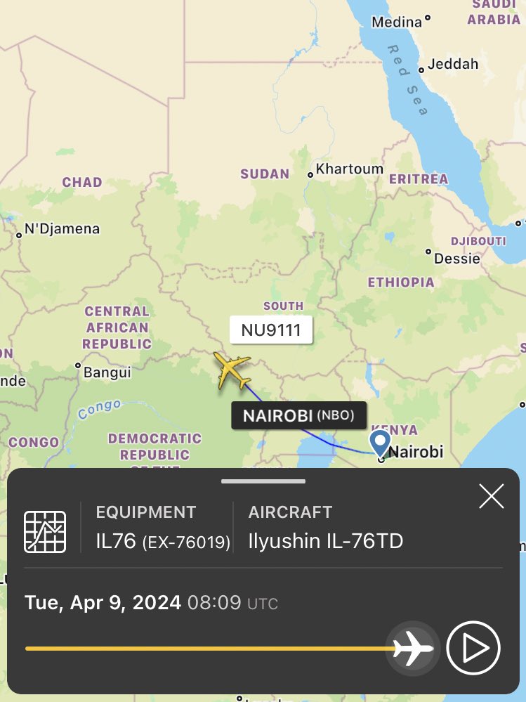 ‘New Way Cargo Airlines’ Ilyushin Il-76TD (EX-76019) from Ras Al Khaymah, UAE 🇦🇪 heading back likely from Amdjarass Airport, Chad 🇹🇩 & not N’Djamena as usual (point of entry of Military equipment for the UAE-backed RSF Militia in Sudan 🇸🇩)