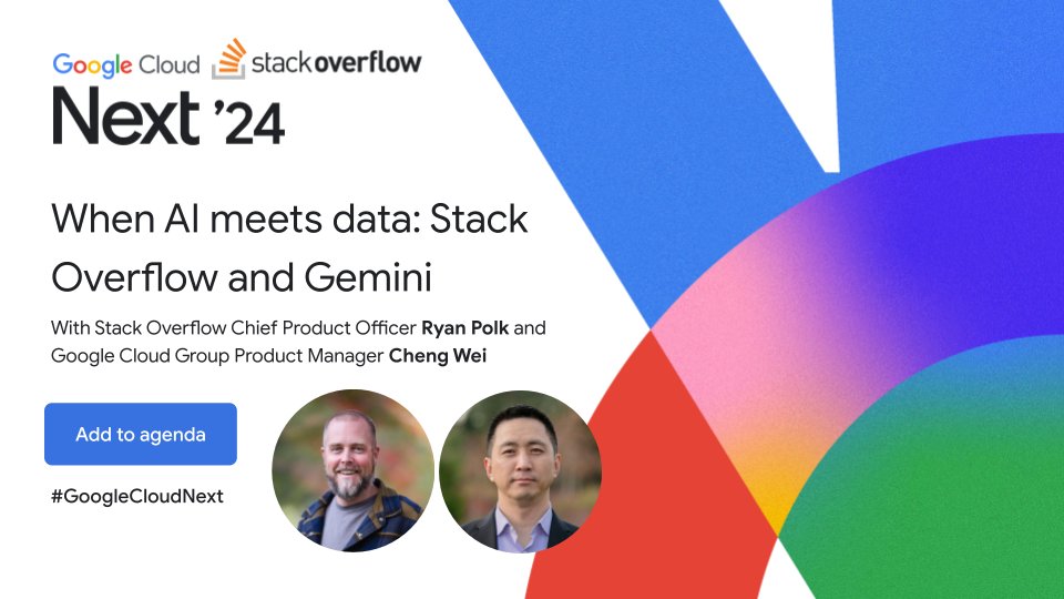 Generative AI is only as good as the data that it's built on. Our CPO Ryan Polk will share insights on the powerful synergy between Stack Overflow and Gemini at #GoogleCloudNext tomorrow, April 10. @googlecloud @gcloudpartners cloud.withgoogle.com/next/session-l…