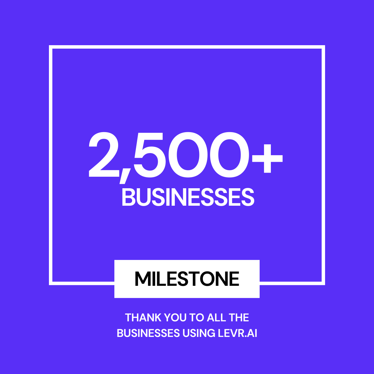 ... and just like that 🫰there's now over 2,500 businesses on the Levr platform. Levr.ai is free, check us out 👉 🔗 bit.ly/4aPK8rU

#startup #startupgrowth #fintechstartups #fintech #smallbusiness #smb #loans #loansolutions #raisingcapital #seedround