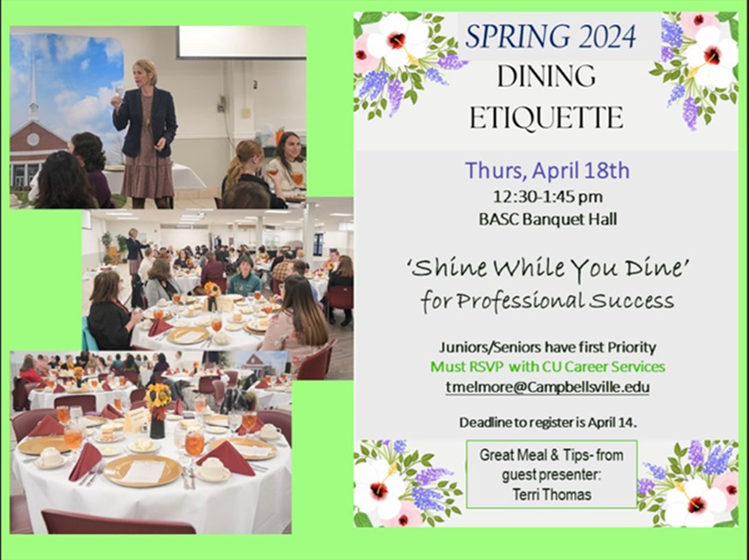 RSVP soon! We only have limited seating available! CHAPEL CREDIT APPROVED!

Please fill out these questions and email them to tmelmore@campbellsville.edu OR call 270-789- 5192

Name:
Student ID:
Major/Degree:
Class:
CU Email:
Cell Phone Number: