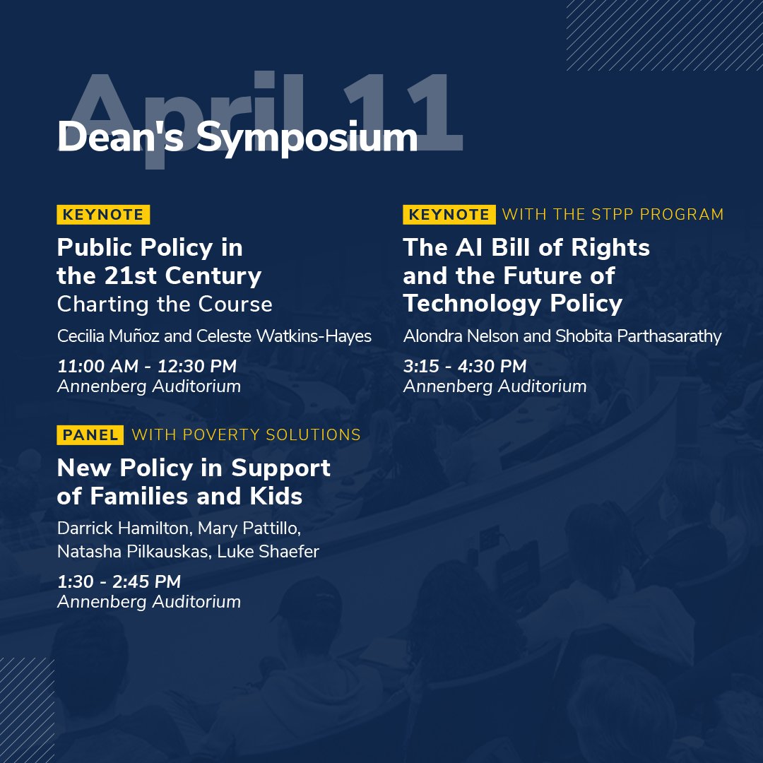 Gerald R. Ford School of Public Policy (@fordschool) on Twitter photo #DeansSymposium April 11 | 1:30 pm ET - "New Policy in Support of Families and Kids,” featuring <a href="/DarrickHamilton/">Darrick Hamilton</a>, Mary Pattillo, <a href="/NPilkauskas/">Natasha Pilkauskas</a>, and Luke Shaefer.
Learn more and register: myumi.ch/nyyMN. Presented with <a href="/UmichPoverty/">University of Michigan Poverty Solutions</a>. #DeansSymposium April 11 | 1:30 pm ET - "New Policy in Support of Families and Kids,” featuring <a href="/DarrickHamilton/">Darrick Hamilton</a>, Mary Pattillo, <a href="/NPilkauskas/">Natasha Pilkauskas</a>, and Luke Shaefer.
Learn more and register: myumi.ch/nyyMN. Presented with <a href="/UmichPoverty/">University of Michigan Poverty Solutions</a>.