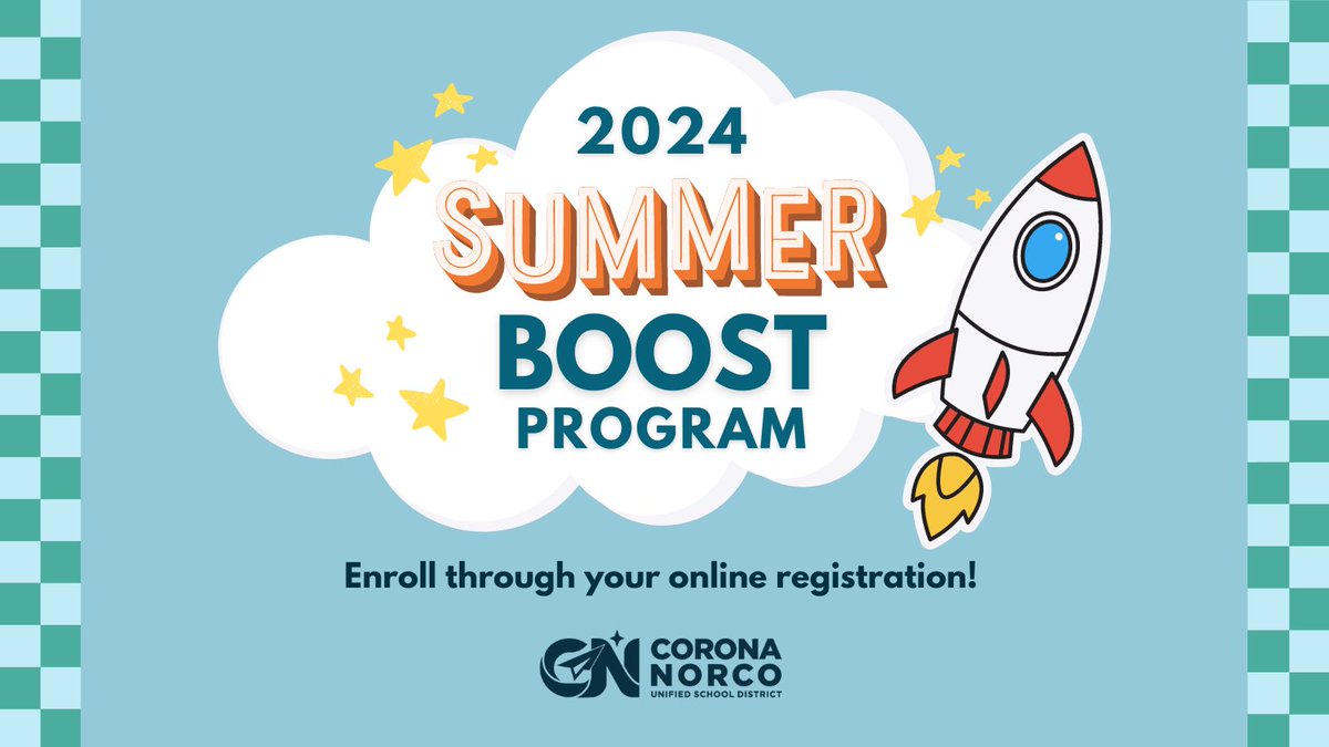 ☀️ Summer Boost is a program to provide current TK-7th grade students the chance to participate in hands-on learning over summer break. Enroll through your online registration process by April 15th! ▶️ Find dates, times, and locations at: cnusd.k12.ca.us/summerboost