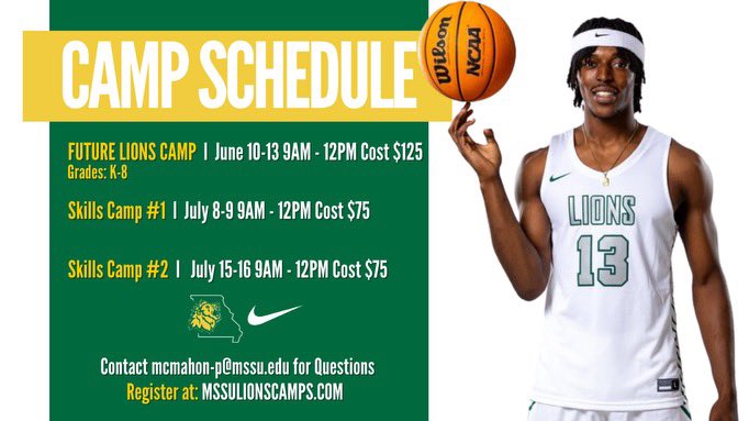 Get signed up for our Youth Basketball Camps this summer!!! Register at mssulionscamps.com