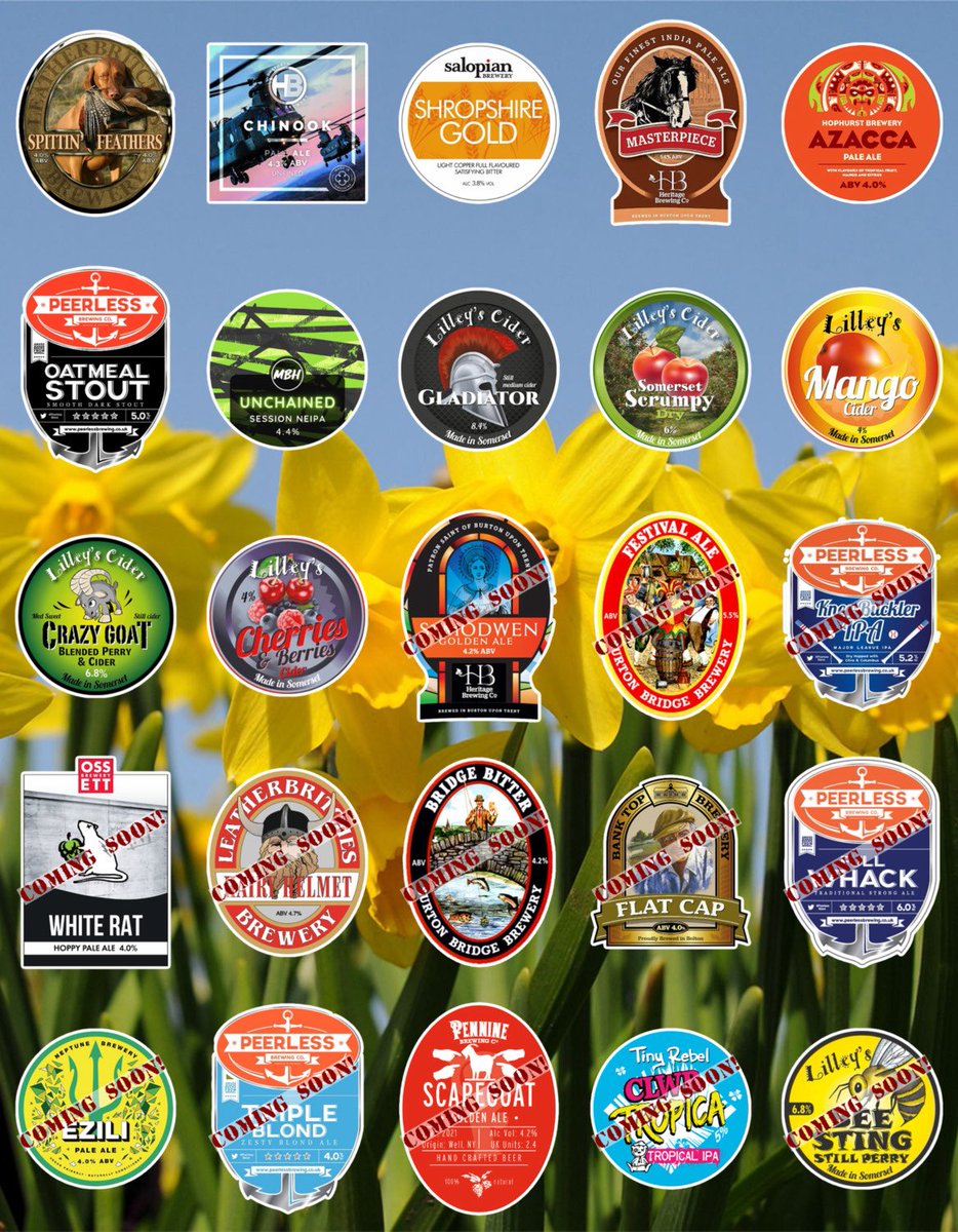 On the bar today!
Beer Board: bit.ly/2Npxu9L
<a href="/LeatherBritBrew/">Leatherbritches Brew</a> <a href="/HorsforthBrewer/">Horsforth Brewery</a> <a href="/SalopianBrewery/">Salopian Brewery</a> <a href="/Heritagebrew/">Heritage Brewing Co</a> <a href="/HophurstBrewery/">Hophurst Brewery</a> @peerlessbrewing #mobberleybeer <a href="/lilleyscider/">Lilley's Cider</a> 
#RealAleFinder