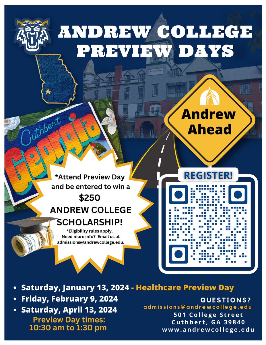 Final Preview Day!Calling all unsigned c/o 24 and transfers,Don't miss our last preview day this Saturday, April 13th, for Andrew Fighting Tigers Football. Register now – spots are going fast! @artink67 @Dcanes40Lucas @Dr_NickGarrett @CoachDaniels06 @coach_jrob31 @AneusR