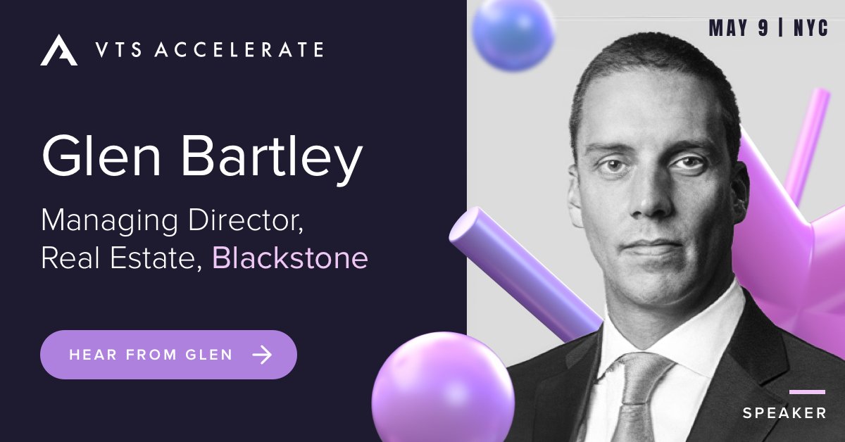 We're excited to welcome Glen Bartley, MD, Real Estate at Blackstone, to the stage at VTS Accelerate! 🎉 

He joins our panel, 'Getting out of the Dark Ages: A Conversation about Predictive Analytics.'

Register today to join us on May 9th: accelerate.vts.com/organic-x-2024…