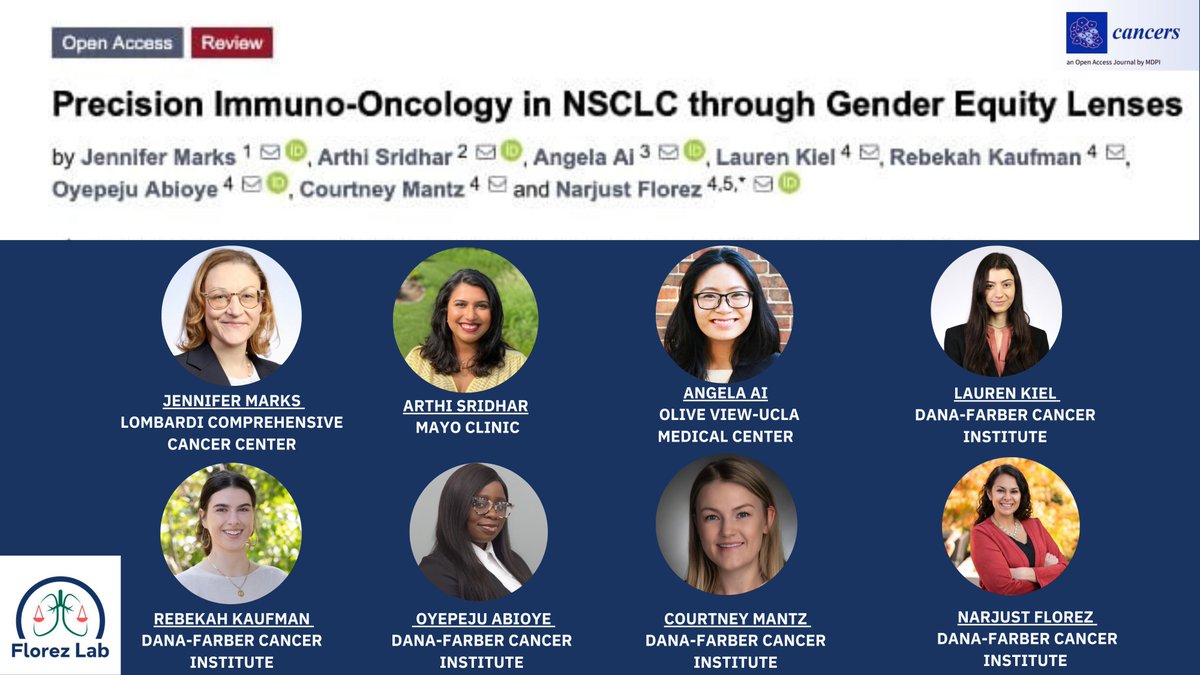 🚨New @Florez_Lab Publication Alert‼️ 🚨Excited to share our paper on #Precision Immuno-Oncology in #NSCLC through Gender Equity Lenses; led by @jennifermarksmd & @ASridharMD, and published in @MDPIOpenAccess. Article Link: mdpi.com/2072-6694/16/7…