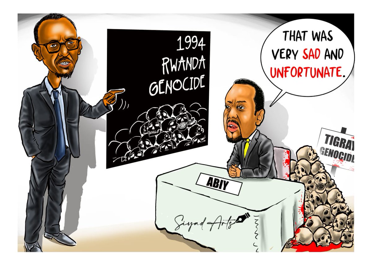 The irony of it all. Abiy, Ethiopia's dictator and genocider commemorating Rwanda's genocide against the Tutsi while the effects of his own genocide against Tigrayans can still be seen. #Ethiopia #Mogadishu #TigrayGenocide #RwandanGenocide