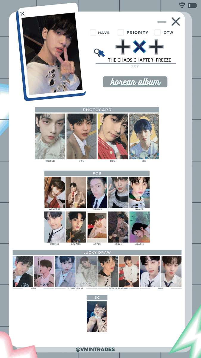 TXT photocard template / wishlist added! Freeze - Album + Pob / LD