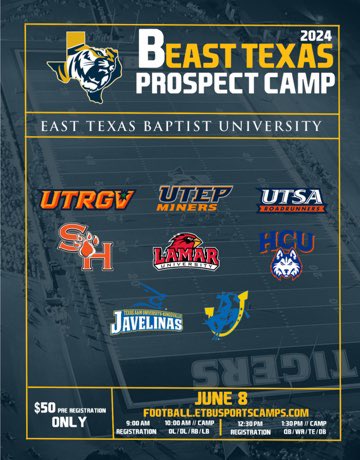 ETBUCoachRu's tweet photo. @UTRGVFootball is coming to the 903!
Will you be there too? Sign up to get seen #ETXTough https://t.co/ATxuYjF7Ne