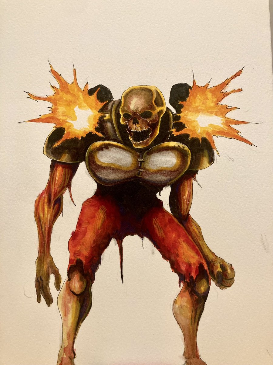 Revenant - Doom 2. Painted with watercolors.