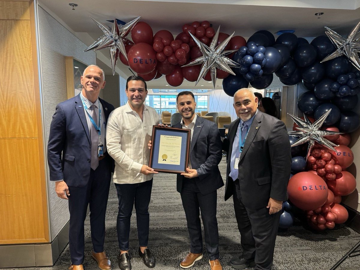 AmbCabrera's tweet photo. Exciting times at Miami International Airport as we celebrate the opening of @Delta Airlines’ Expanded Sky Club! Improvements like these bring enhanced comfort to travelers and their experience at @IFlyMIA!
#FlaPol #DadeFirst https://t.co/pHjZoEqzmM