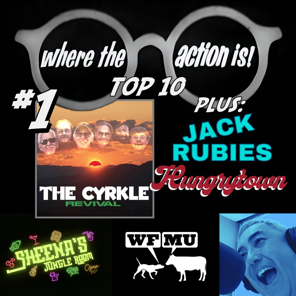 It's The Cyrkle at #1 on WFMU's Where The Action Is! with The Jack Rubies at #2 and Hungrytown in the Top 10, too! New music from all of them is at bigstirrecords.com. Hear the new show at: wfmu.org/playlists/WH #WFMU #WhereTheActionIs #TheCyrkle #IndieRock #SunshinePop