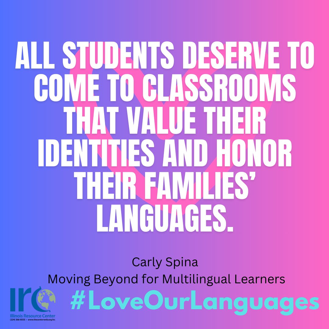 We #LoveOurLanguages! This quote from my book, Moving Beyond for Multilingual Learners, shares a little of my reason & my passion for this work. All students deserve to come to classrooms that value their identities and honor their families' languages. #MovingBeyondEdu