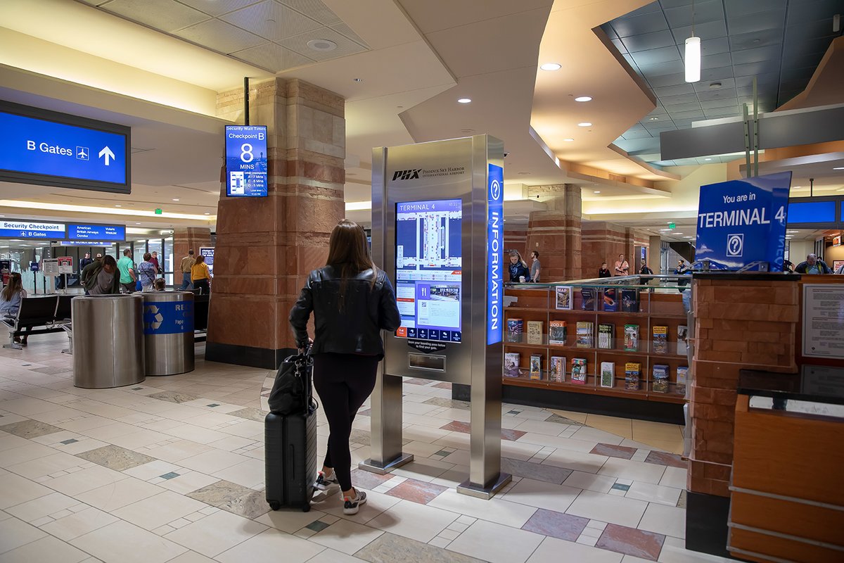 Looking for shops or restaurants at our airport? Just walk up to one of our interactive touchscreen directories to be guided to the location you wish to go to. #PHX #airporttips