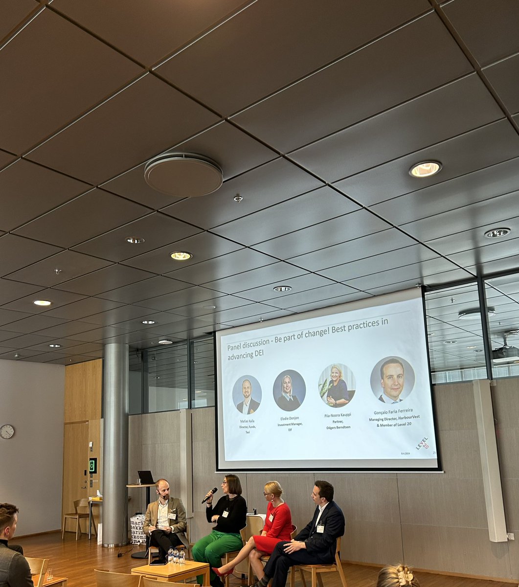 Interesting and eye-opening discussions today about diversity in the PE and VC industry! Thanks for everyone who joined Level 20 Finland Launch Event and a special thanks to our speakers @pia_kall, @LMatiasKaila, @KingaStan1, @Piianoora, Gonzalo Ferreira and Elodie Donjon 🙏