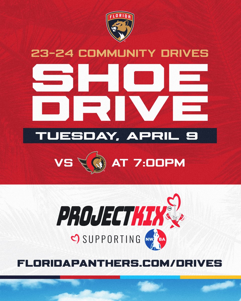 Bring your sneakers tonight! We've partnered with ProjectKix to hold a sneaker drive benefiting our foundation and the Fort Lauderdale Sharks Wheelchair Basketball team! Fans can drop off gently used sneakers at @AmerantArena on the @Publix Plaza at today's game.