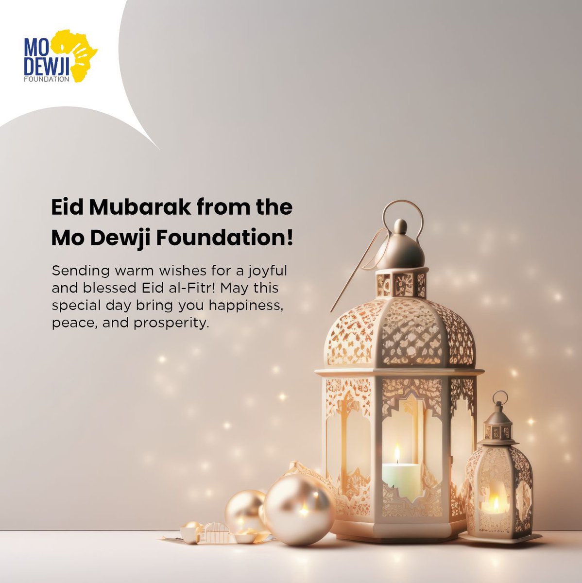 From all of us at the Mo Dewji Foundation, we extend warm wishes to you and your family on this joyous occasion of Eid el Fitri. May this special day bring you abundant blessings, happiness, and fulfillment. Let's continue to spread love, kindness, and hope to those in need,